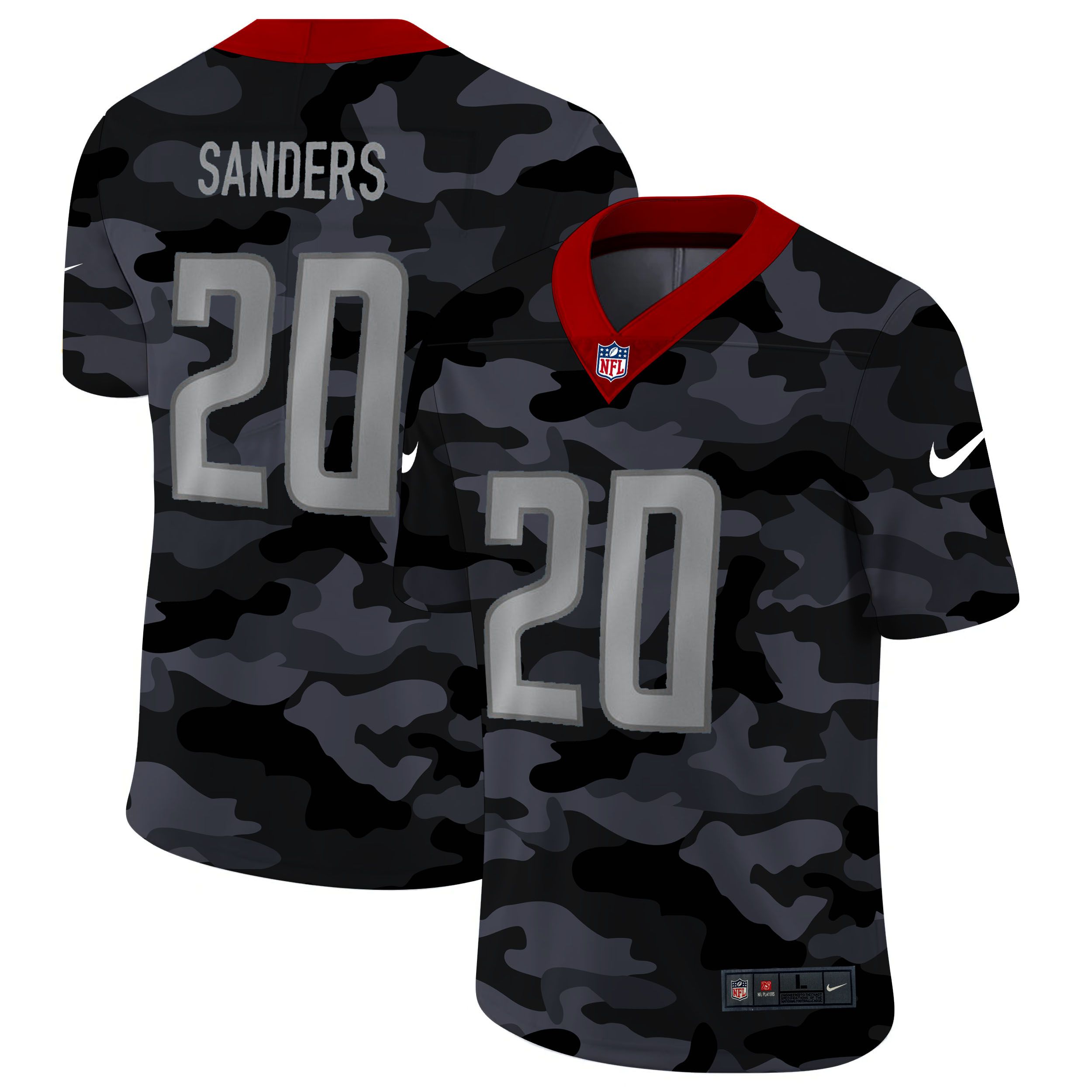 Men Detroit Lions #20 Sanders 2020 Nike 2ndCamo Salute to Service Limited NFL Jerseys